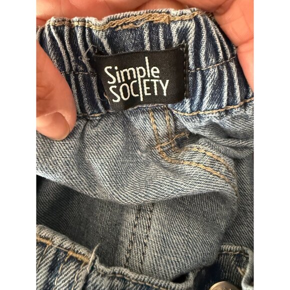 Simple Society Womens Blue Denim Cargo Pants Size 11/30 With Pockets - Picture 4 of 4